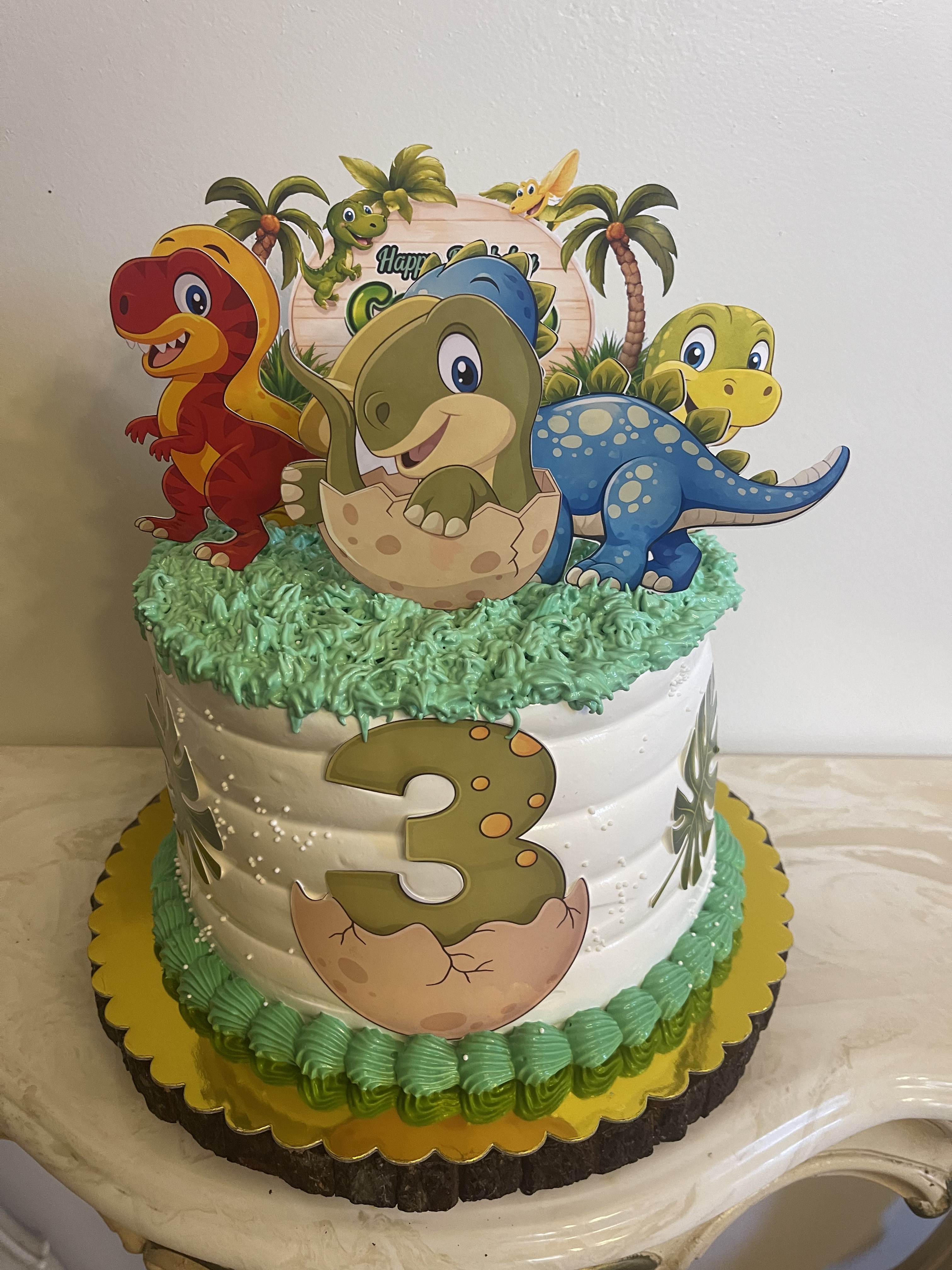 Dinosaur Cake for a Third Birthday